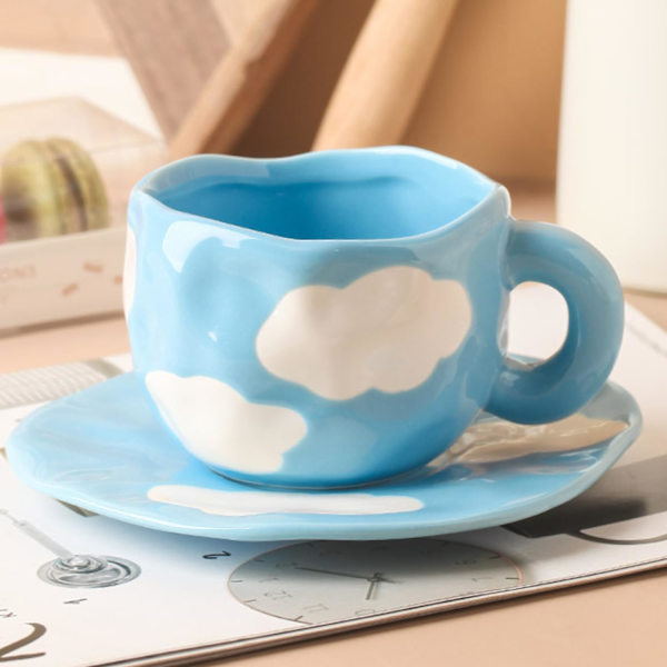 Kaffekoppsett med underkopp Muggegaver til kvinner Bursdag Keramikkkopp 250 ml Kaffekopp med underkopp Bursdagsgave til kvinner color 2