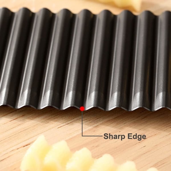 Krinkle Cutter Grøntsag Rustfrit Stål Dybere Krinkle Slicer Skarpt Blad, Bølget Pommes Frites Hakker til Kartoffel, Gulerod