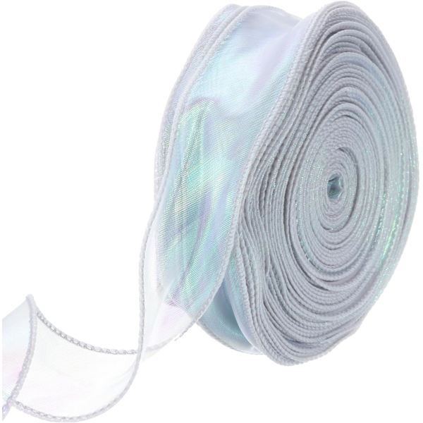 4cm Bred Gennemsigtig Skinnende Organza Bånd 40 Yards Sølv Pastel Chiffon Bånd til Gaveindpakning Bryllupsbuketter og Kagebuer