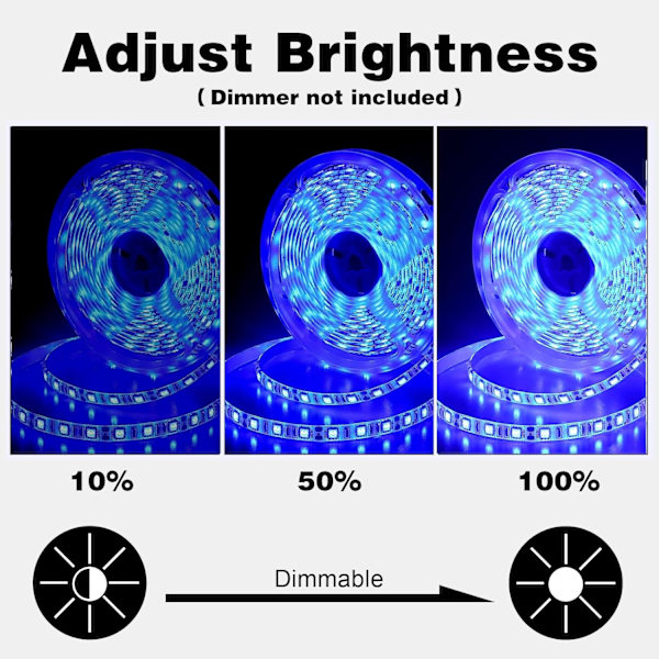 Cool White LED-remsa, 16,4ft/5M 12V 6500K SMD5050 300LEDs IP65 Vattentät Skärbar Flexibel LED-remsa ice blue
