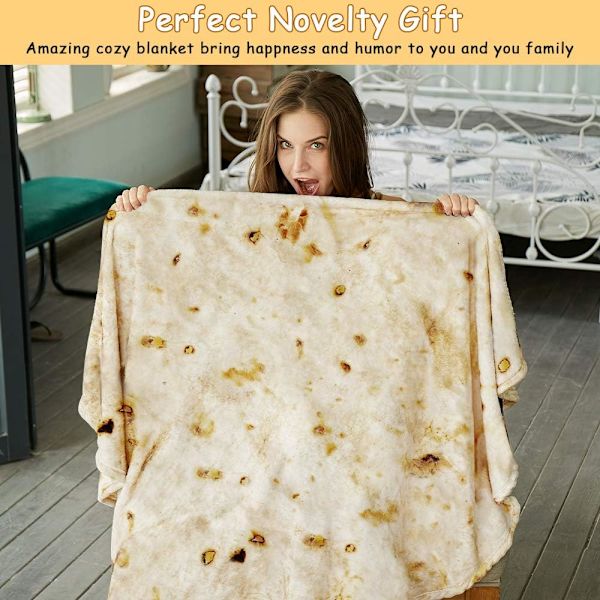 Burritos Tortilla Wrap Teppe, Nyhet Morsomme Gaver Gigant Tortilla Rund Myk Teppe for Barn 卷饼3 150X150CM