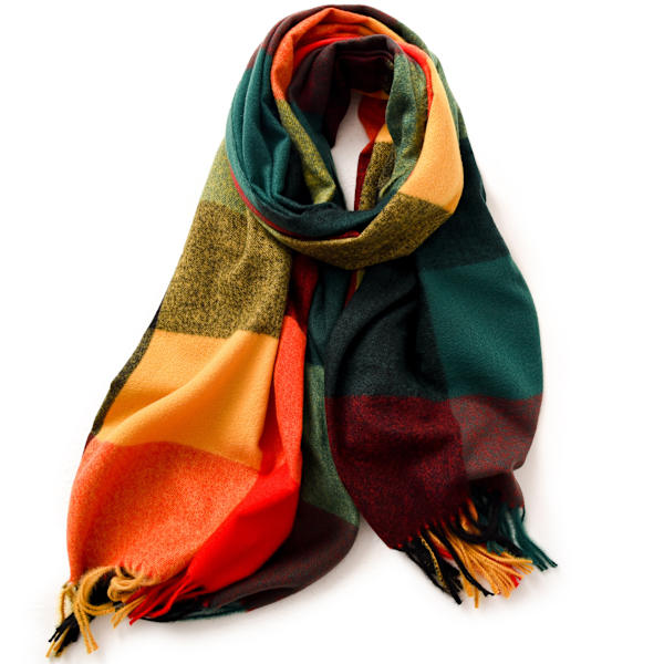 Stor K Cashmere-Sjal för Kvinnor, Vinter Stickad Sjal med Frans för Kvinnor Män, Stor Rutig Sjal för Kvinnor Fest, Mjuk Pashmina Sjal 180 * 65cm