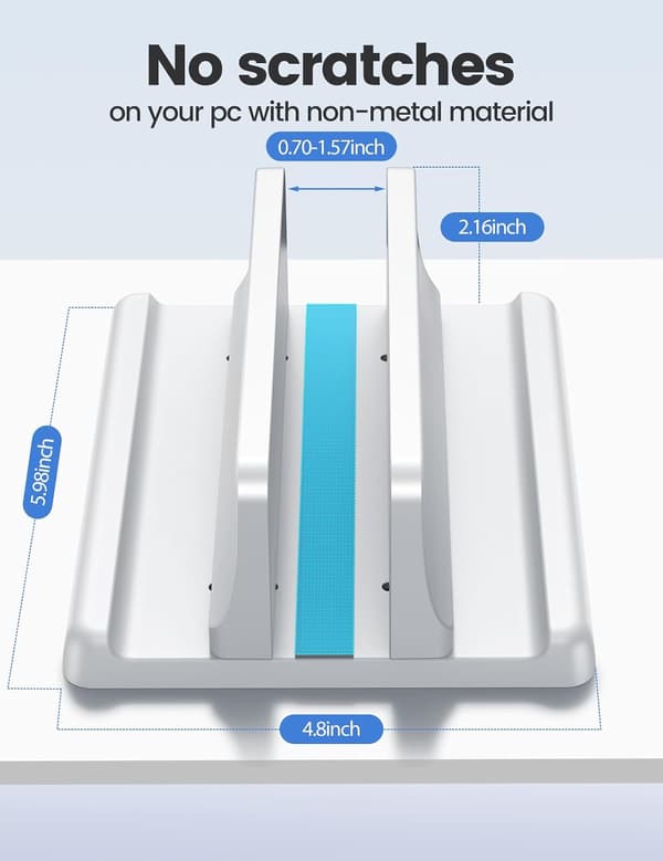 1 stk. Vertikal Laptop Stand Holder Plast Justerbar Desktop Notebook Dock Pladsbesparende 3 i 1 (hvid)