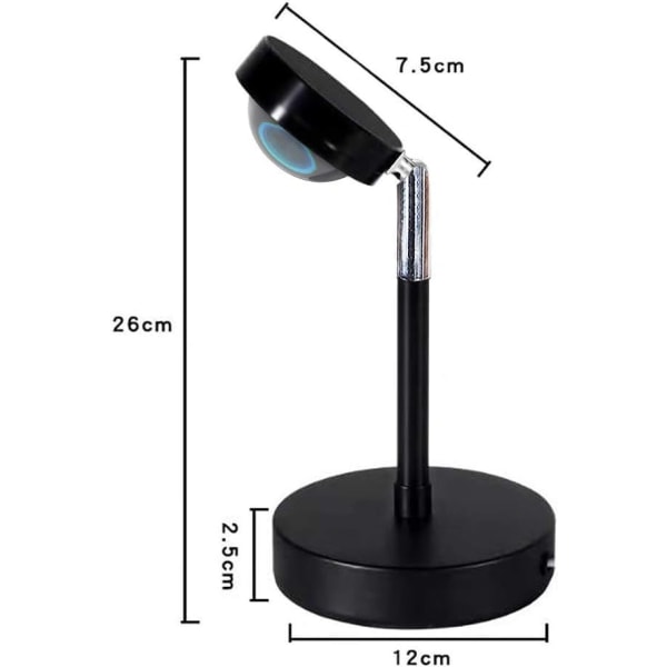 Solnedgangsprojeksjonslampe, solnedgangslamprojeksjon, solnedgangslys, romantisk visuell stemningsbelysning, 180° rotasjon nettverksrødt lys (solnedgangsrødt)