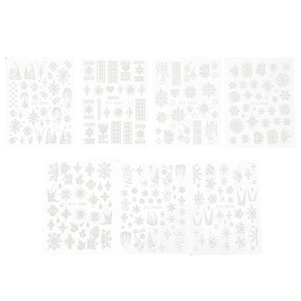 7 Sheets White Decor Manicure Decals White Nail Stickers Nail Transfer Foils Winter Nail Accessories