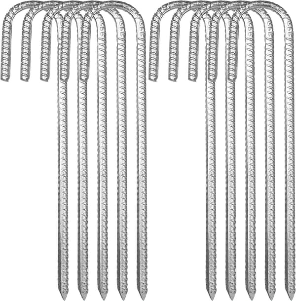 10 stk. 30 cm Kraftige Galvaniserte Teltplugger i Stål, J-Kroker Ankre Teltplugger for Camping Trampoliner Baldakiner Lekeapparater Boder