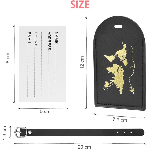 2 st Bagagelappar, läderbagageetiketter, resväska ID- set, handväskaetiketter Resetillbehör