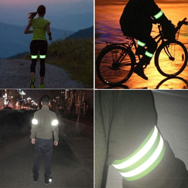 Reflekterende løbeudstyr - Reflekterende armbånd - Sikkerhedsreflekterende armbånd - Vis stropper reflektorarmbånd - Reflekterende bånd til at gå 4 stk.