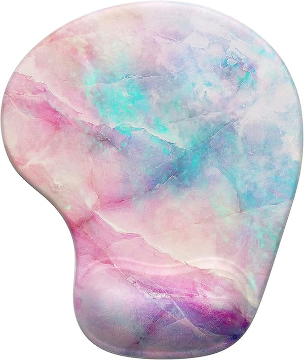 1 stk. Ergonomisk musemåtte med håndledsstøtte, gel musemåtter med skridsikker PU-base, smertelindrende memory foam musemåtte, farverig marmor