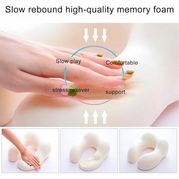 Rejsepude, Memory Foam Nakkepude til Rejser eller Flyvning, Ergonomisk Designet Nakkestøttepude