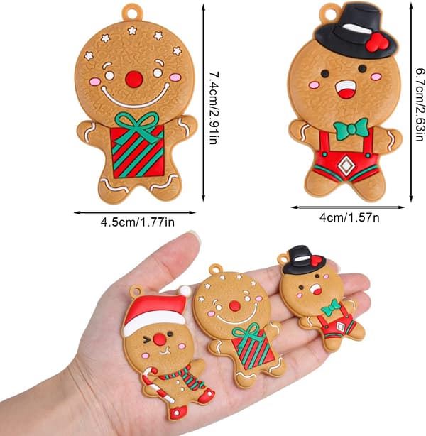 Julepepperkakepynt, 12-pakke assorterte pepperkakefiguriner i leire for juletrpynt
