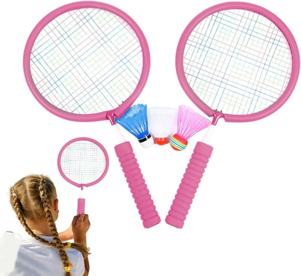 Badmintonracketer for barn | Lett bakgård Utendørs Shuttlecocks Racketer Inkludert 3X Badminton For Barn Og Voksne, Rosa