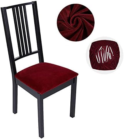 Stolskydd i sammet, mjukt säte, elastiskt stolskydd red wine