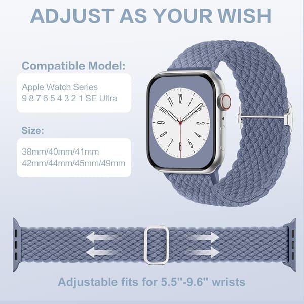 Flettet Solo Loop Remme Kompatible med Apple Watch Rem 40mm 41mm 38mm 42mm