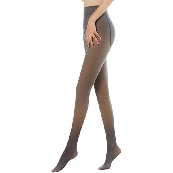 Kvinnors fleecefodrade tights falska genomskinliga strumpbyxor damer hög midja vintervarma tights halvgenomskinliga leggings Even feet are black and translucent