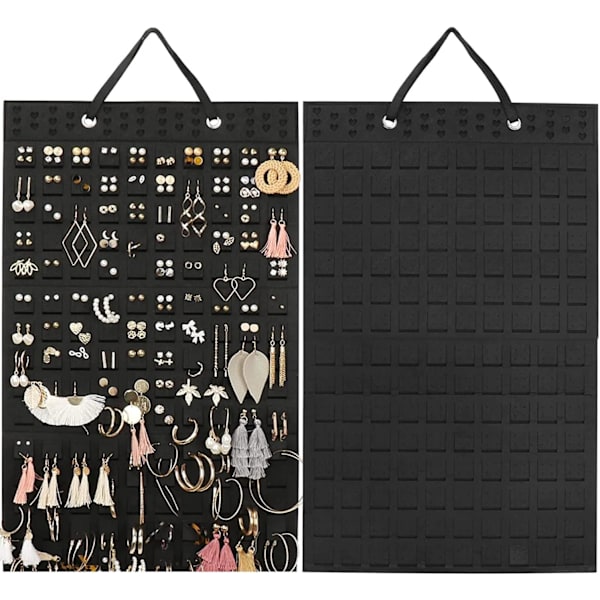 Hängande örhänge arrangör, kompakt design, mjukt material, för kvinnor flickor black
