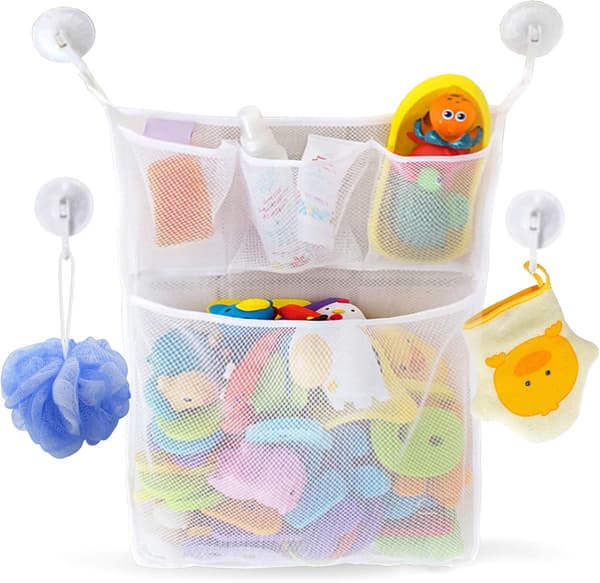 Badekar/Bruse Bad Legetøjs Opbevaringsnet - Baby Legetøjsnet + GRATIS 4 Robuste Klæbende Kroge