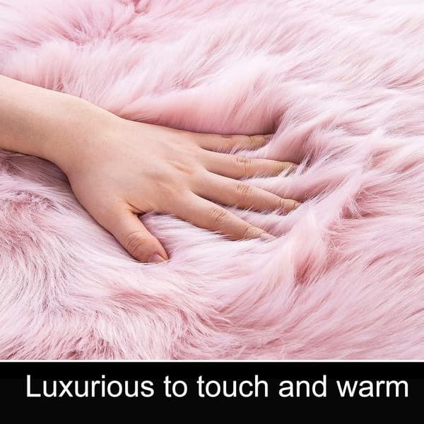Firkantede fuskepels fleece fluffy tepper, vaskbart yogateppe, soveromstepper, kamel - 2'x 3', rosa