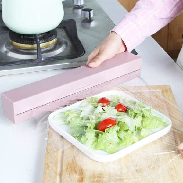 Dispenser og kutter for plastfolie, dispenser for klamrende plastfolie, dispenser for matfolie, PP-plastfolie-dispenser