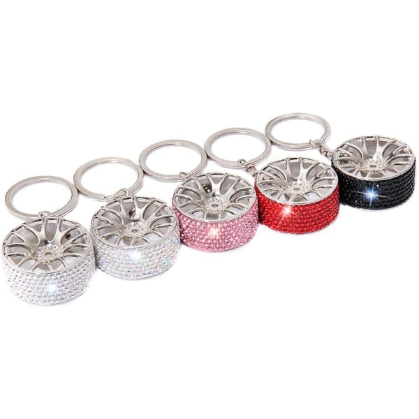 Bilhjulformet nøglering, MoreChioce Bling Bling kunstig krystal og legering nøglering kreativ mode dekoration