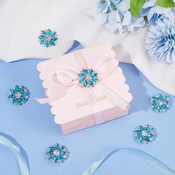 10 stk 28MM Blomst Rhinestone Shank Knapper Krystall Sy På Knapper med 1 Hull og Flat Bakside, Rhinestone Snøfnugg Metallknapper D