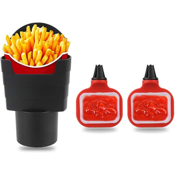 2pcs Dip Clip in-car Sauce Holder and One French Fry Cup Holder Sets，Automotive Interior Accessories