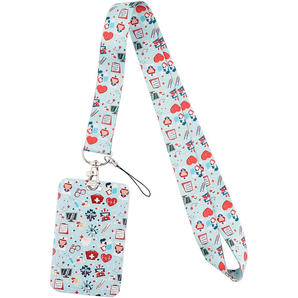 1 Styck Sjuksköterska Lanyard ID-brickhållare med Halsband för ID-kort och Mobiltelefon för Sjuksköterska Kontor Skola Kvinnor och Män