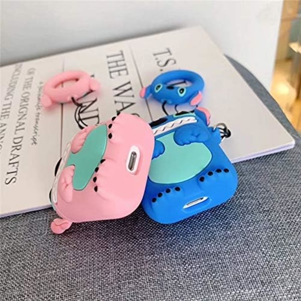 Silikonikotelo Yhteensopiva Airpods 1/2 Kotelon Kanssa Hauska 3D Sarjakuva [Sarjakuva] Pink
