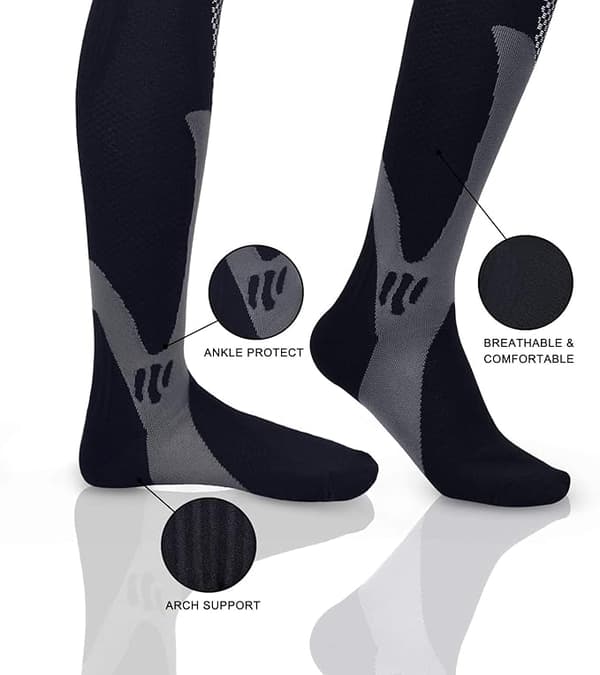3 par kompressionsstrumpor för män och kvinnor, elastiska strumpor Black S/M