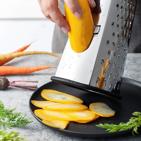 Boksrivejern i rustfritt stål med 4 sider, best for parmesanost, grønnsaker, ingefær