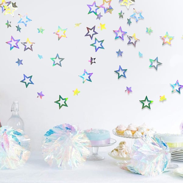 10cm Reflekterande Hängande Stjärngirlang Glitterstjärnor Dekorativa Stjärnhängande Dekorationer för Barn Lämpliga för Bröllopsdekoration, Födelsedag DIY