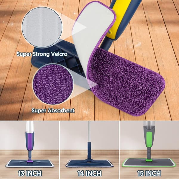 7-pack återanvändbara moppdynor för spraymopp - Mikrofiber mopprefilldynor, kompatibla med 13''-15'' spraymoppar & golvmoppar, lila