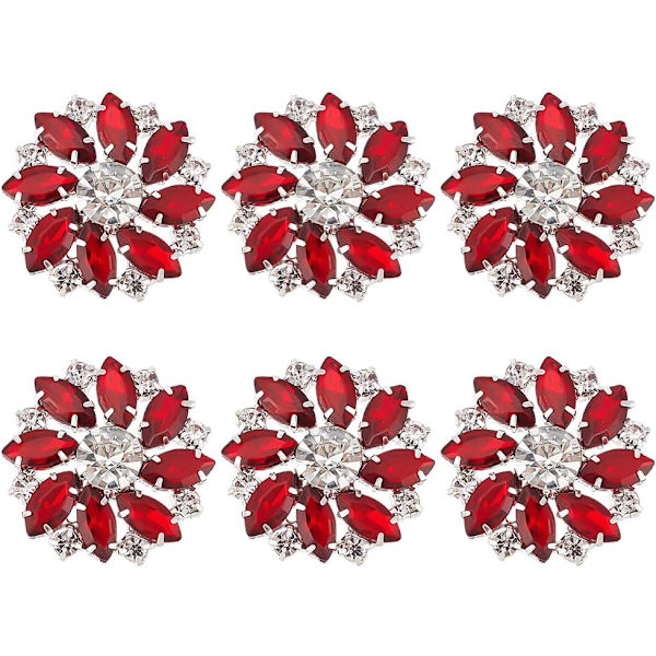 10 st 28 mm Blomma Rhinestone Shank Knappar Kristall Sy På Knappar med 1 Hål och Platt Bak, Rhinestone Snöflinga Metallknappar H