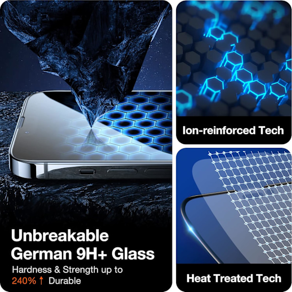Härdat Glas Helskärm för iPhone 15 Pro - 2-pack