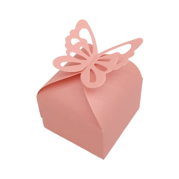 Fjärilsformad Presentask, 50 St Bröllopsfavöraskar, Chokladaskar, Godisaskar för Födelsedag eller Bröllopsfester Pink