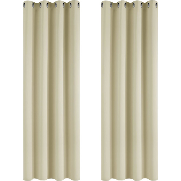 Blackout Gardiner Beige Super Soft Vinduebehandling Termisk Isolerede Øjengardiner Til Stue 46 x 54 Tommer 2 Paneler