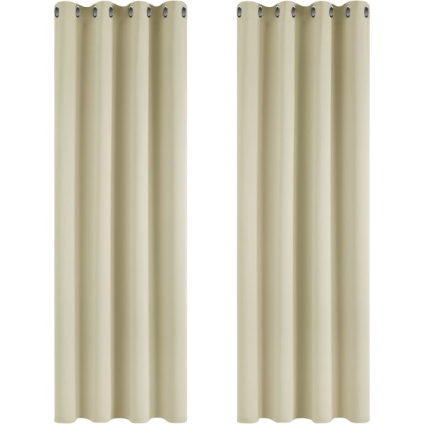 Mörkläggningsgardiner Beige Super Soft Fönsterbehandling Termiskt Isolerade Ögle Mörkläggningsgardiner för Vardagsrum 46 x 54 Tum 2 Paneler