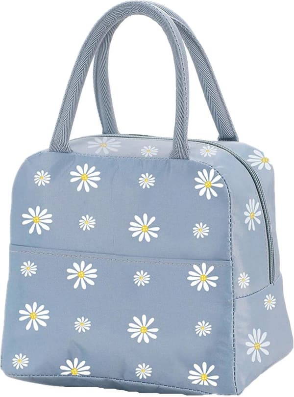 Isolert lunsjpose, bærbar termo lunsjpose kjølepose Daisy mønster lunsjboks arrangør tote bag