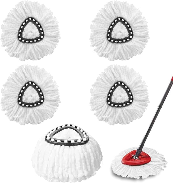 5-pakning moppehoder, for Vileda trekantede svingmopper, mikrofiber svingmopprefill, dyp rengjøring, maskinvaskbar