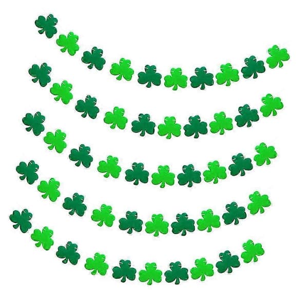 5 stk. St. Patrick's Party Clover String Flags Karnevalsdekorasjoner (Diameter 7CM)