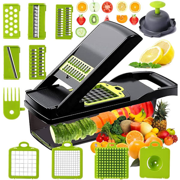Vegetabilsk Hakker Slicer, Madhakker Multifunktionel Udskiftelige Klinger Ost Rivjern Tomat Frugt Salat