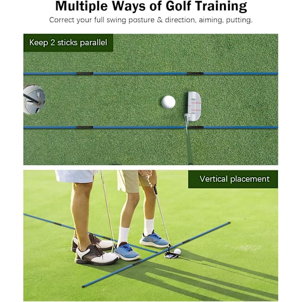 Golf Alignment Sticks - Hopvikbara Golf Träningsstavar för Sikte, Puttning, Full Swing Tränare, Hållningskorrigering med Klart Röretui