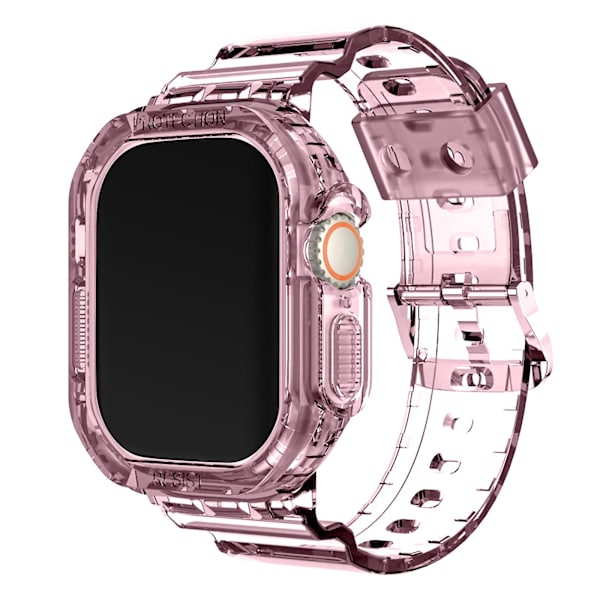 Yhteensopiva Apple Watch 44/45mm hihnan puskurin kanssa Silikoni Säädettävä Läpinäkyvä Vaaleanpunainen