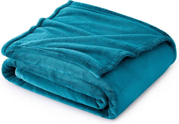 Fleece Tæppe Sofatæppe - Alsidigt Tæppe Fluffy Blødt Tæppe til Seng og Sofa/Enkelt, Blågrøn, 130x150cm