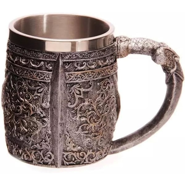 Rustfrit Stål Indre Tankard til Vand Te Øl Kaffe Drikkevarer (3D Skalle Mønster)