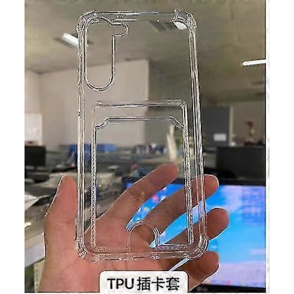 Läpinäkyvä pehmeä suojakuori korttipidikkeellä, kellastumista estävä, yhteensopiva Samsung Galaxy S23 Ultra Plus -puhelimen kanssa