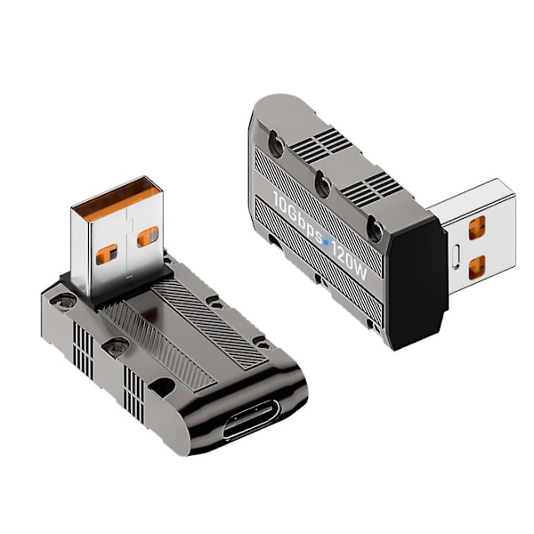 90 graders USB till USB C-adapter Typ C Hona till USB Hane-omvandlare USB-laddningsadapter 10 Gbps 120 W för bärbar dator, telefon, framåtböjd