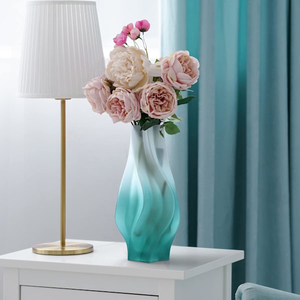 Hög tjock glasvas grön matt - elegant blomvas
