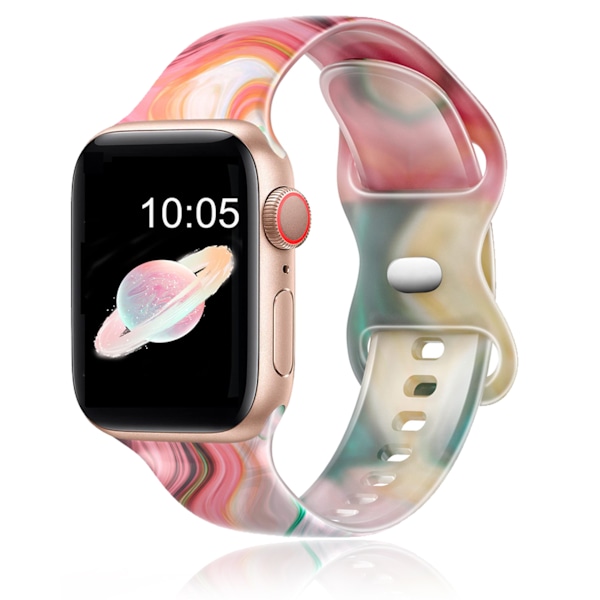 Kompatibel med Apple Watch-rem 38mm 40mm 41mm til kvinder, mønstret blødt silikonearmbånd til iWatch Series 9/8/7/6/5/4/3/2/1/SE, Galaxy 38mm/40mm/41mm