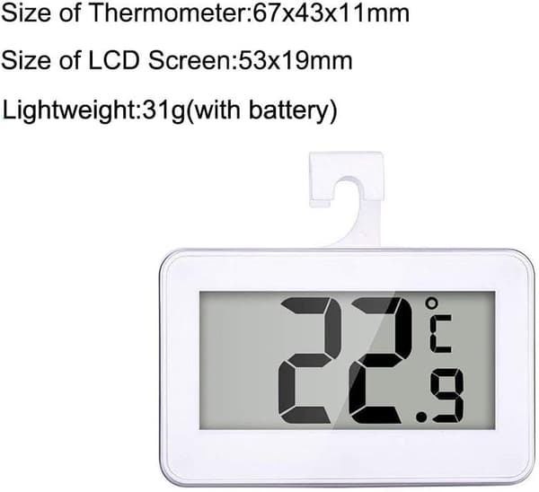 Køleskabs termometer, pakke med 2 LCD digitale køleskabs termometre
